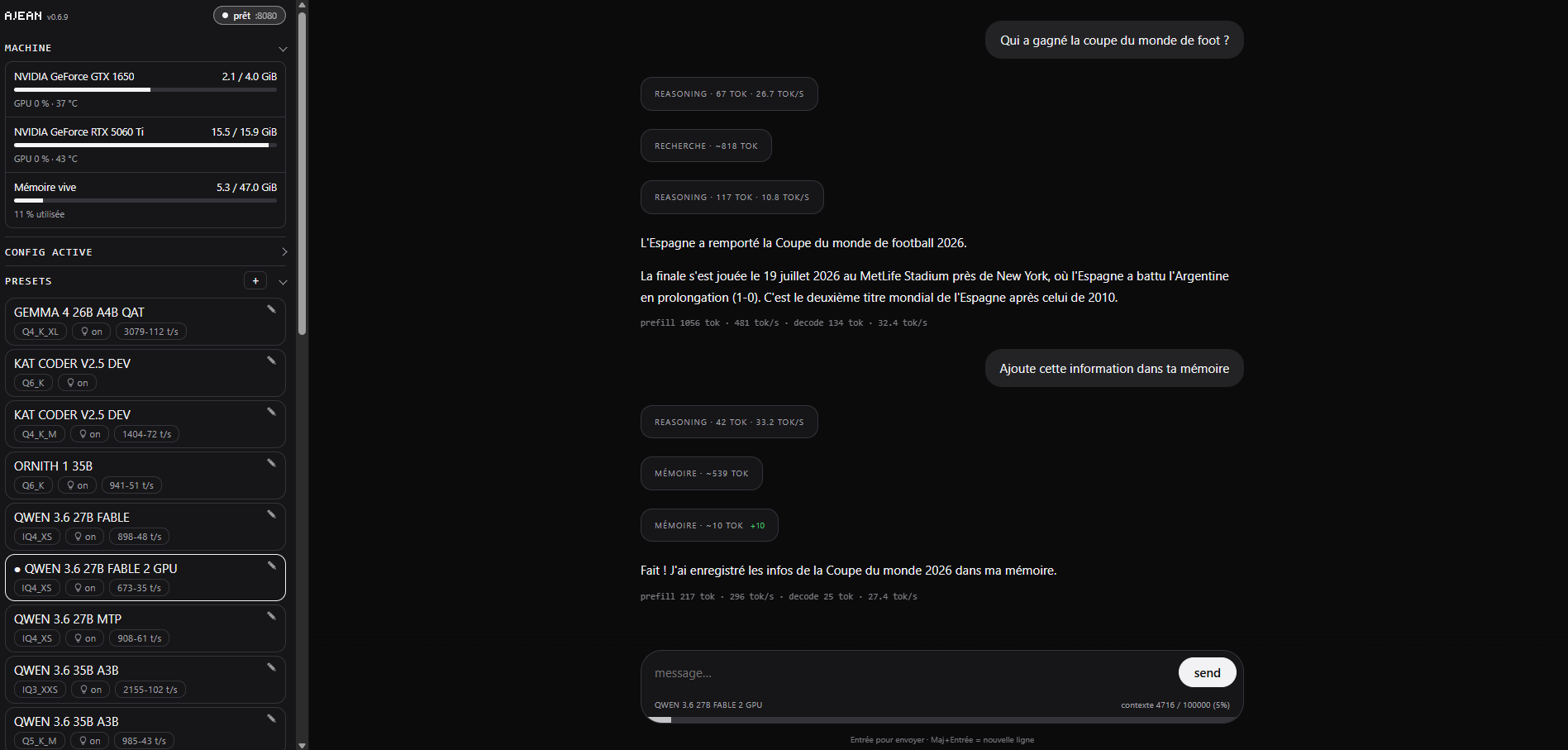 Interface web d'AJEAN